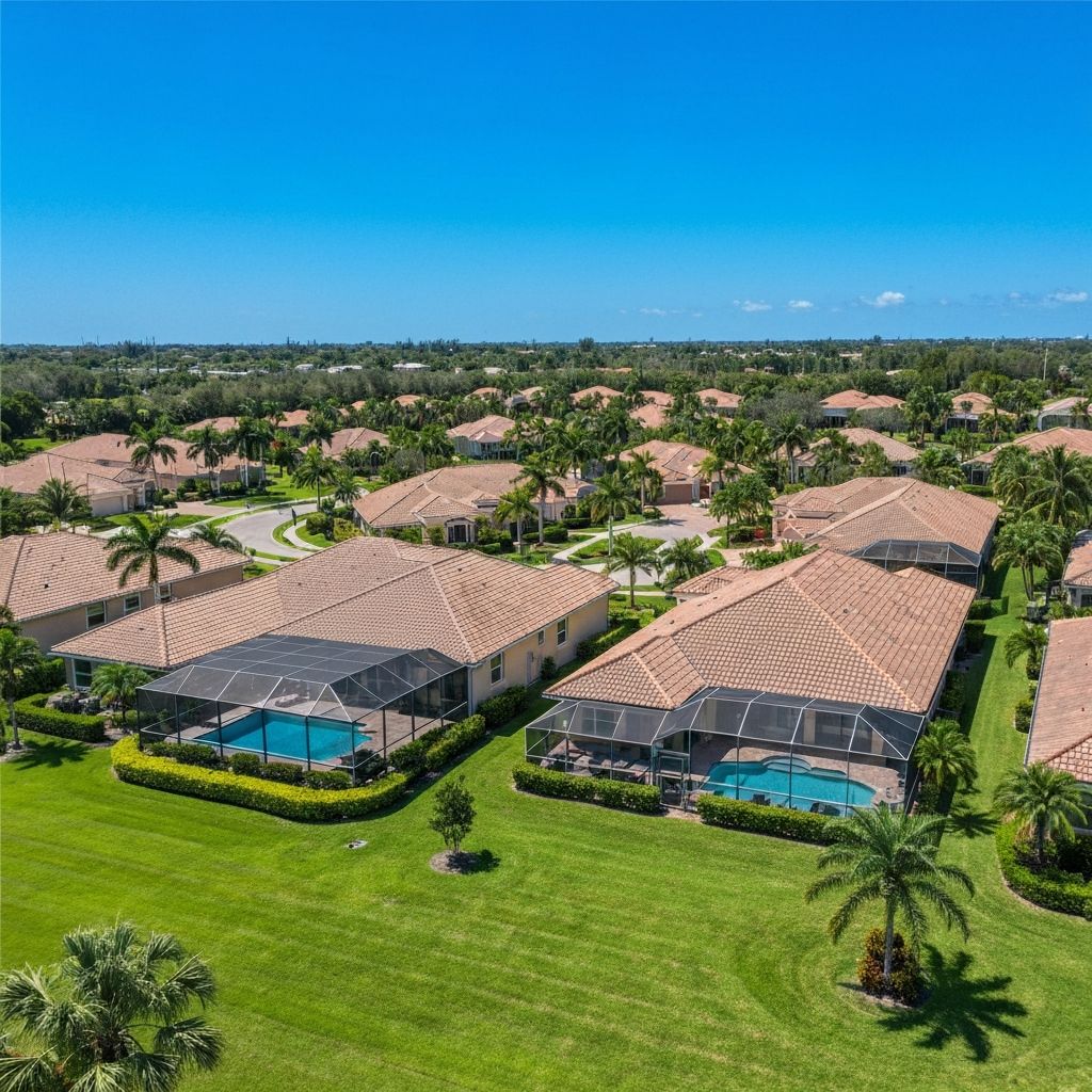 Aerial view of a gated South Florida community
