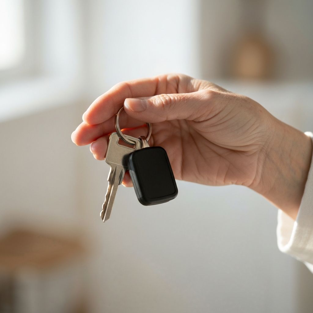 Hand holding modern house keys representing the tenant move-in experience